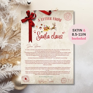 Editable Personalized Kids Letter from Santa Claus From The Desk of Santa Christmas Eve North Pole Mail  Instant Download Printable Template