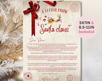 Editable Personalized Kids Letter from Santa Claus From The Desk of Santa Christmas Eve North Pole Mail  Instant Download Printable Template