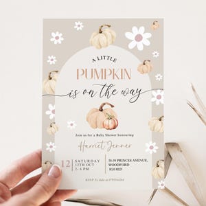 Editable Fall Gender neutral Our Little Pumpkin Baby Shower Invite Boho Halloween Baby Shower Invite  Digital Download Printable Fall invite