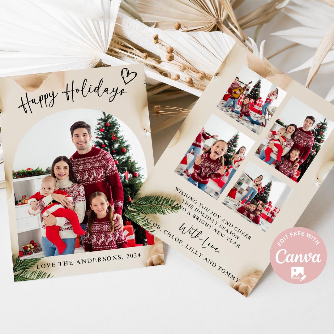 Editable Photo Christmas Card Template Merry Christmas Card Boho ...