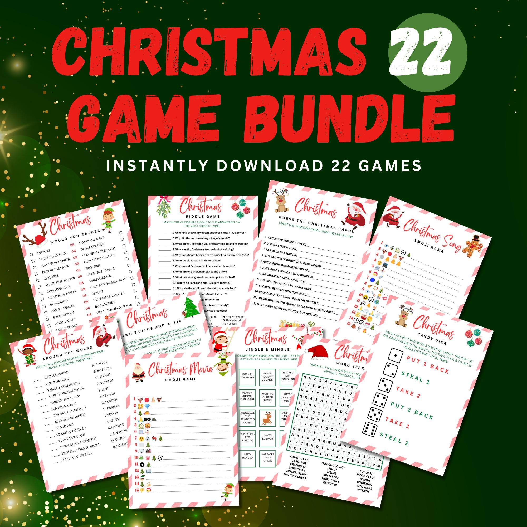 Printable Christmas Game Bundle | Christmas Party Games | Christmas ...