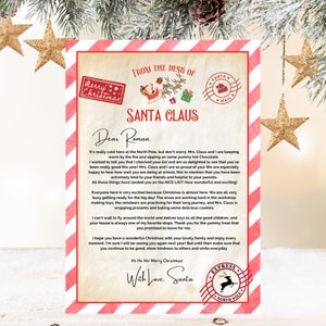 Carta editable personalizada para niños de Papá Noel desde el escritorio de Papá Noel Nochebuena Correo del Polo Norte Descarga instantánea Plantilla imprimible