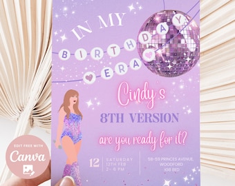 Editable In My Birthday Era Birthday Invitation, Ts Birthday Invite, Eras Party Invite, Eras Birthday Party Invitation digital download,