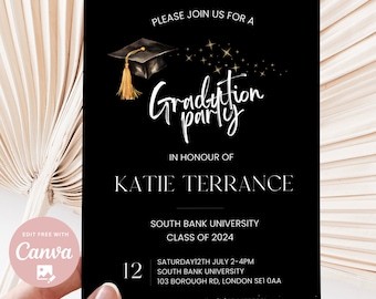 Editable Graduation Party Invitation Minimal Graduation Invitation Template high School Graduation Graduation Party Invite Editable Template