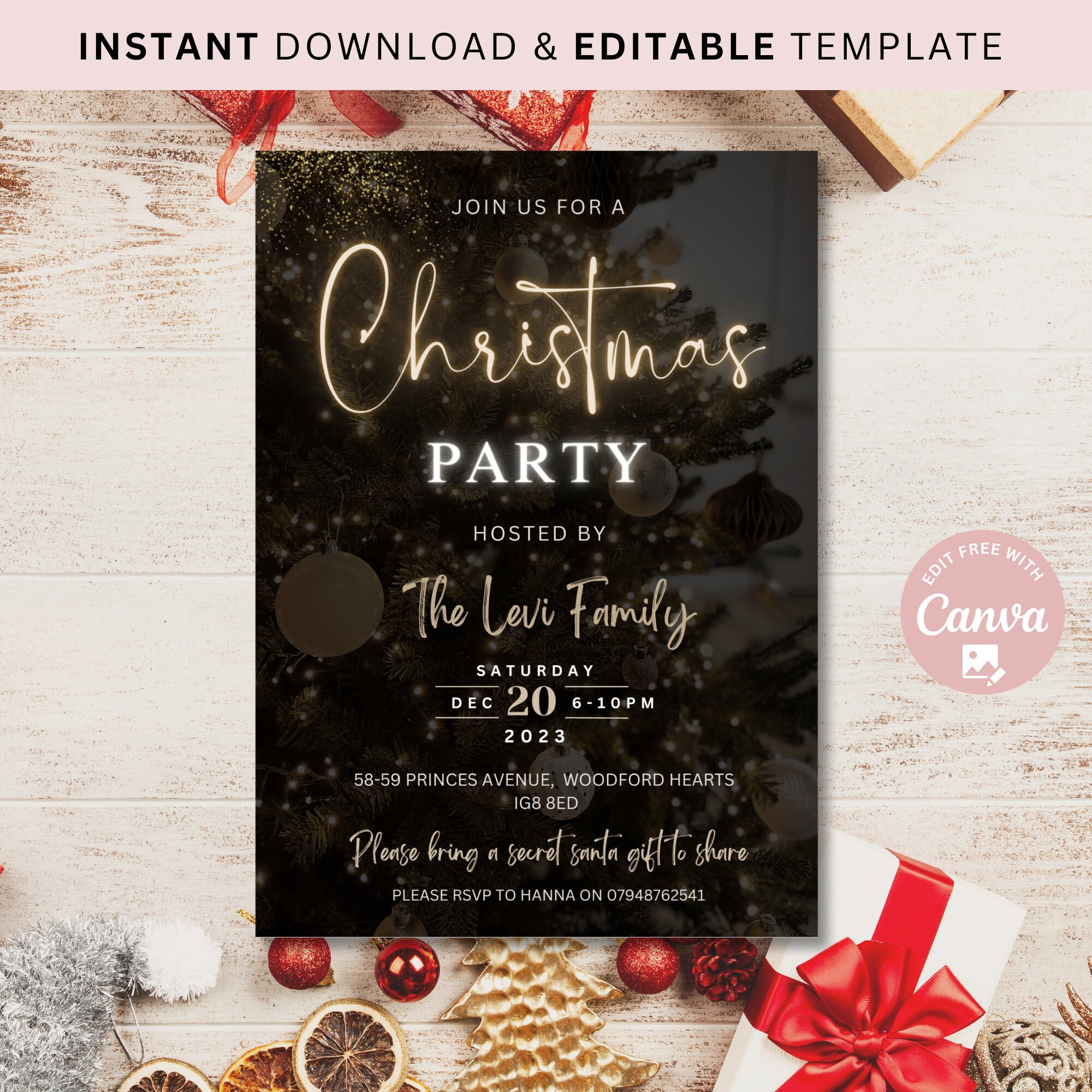 Editable Christmas Party Invitation Christmas Party Invite Christmas ...