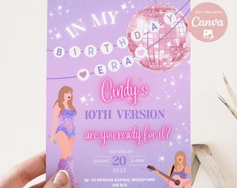 Editable In My Birthday Era Birthday Invitation, Ts Birthday Invite, Eras Party Invite, Eras Birthday Party Invitation digital download,