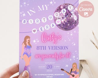 Editable In My Birthday Era Birthday Invitation, Ts Birthday Invite, Eras Party Invite, Eras Birthday Party Invitation digital download,