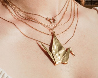 Origami Kranich Halskette Anhänger