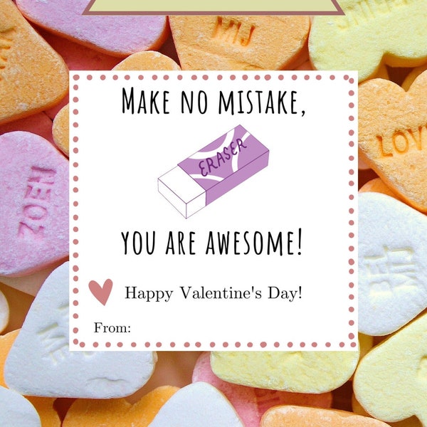Eraser Pun Valentines --Digital Download