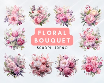 Aquarel bloemenboeket clipart bloemboeket roze bloemenboeket bloem clipart bloemen PNG boeket clipart