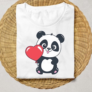 Panda Bear SVG Bear Cut file Cute Panda SVG Baby Shower Panda SVG Panda Bear Clipart Animal Silhouette Bear Heart svg Panda Heart Valentine