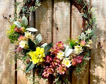 Fade Resistant Natural Looking Summer Floral Wreath 18 inch