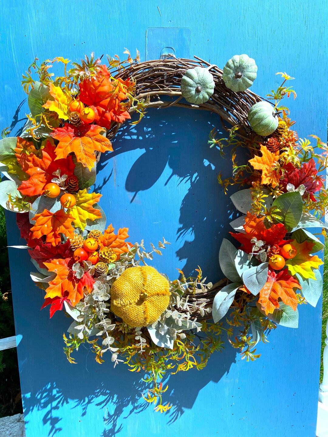 Autumn Front Door Wreath: Fall Foliage & Eucalyptus - Etsy