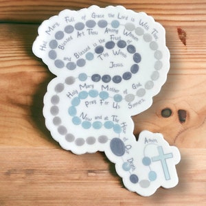 Catholic Sticker Rosary Hail Mary Blue