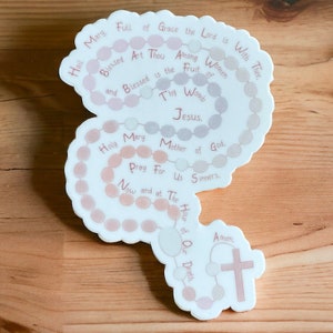 Catholic Rosary Sticker in Pink
