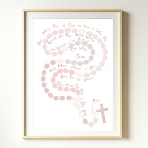 Pink Hail Mary Rosary Print in 8x10 and 11x14