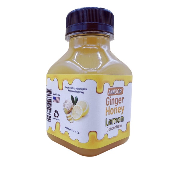 Ginger Lemon & Honey Concentrate Juice by Annoor | 8.5 Fl Oz | NFC | No pulp. Easy to mix | Use in Detox Water, Refreshers, Ginger Lemon Tea