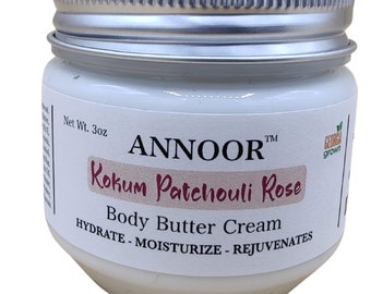 Body Butter Cream - 3 Oz - Kokum Patchouli Rose by Annoor