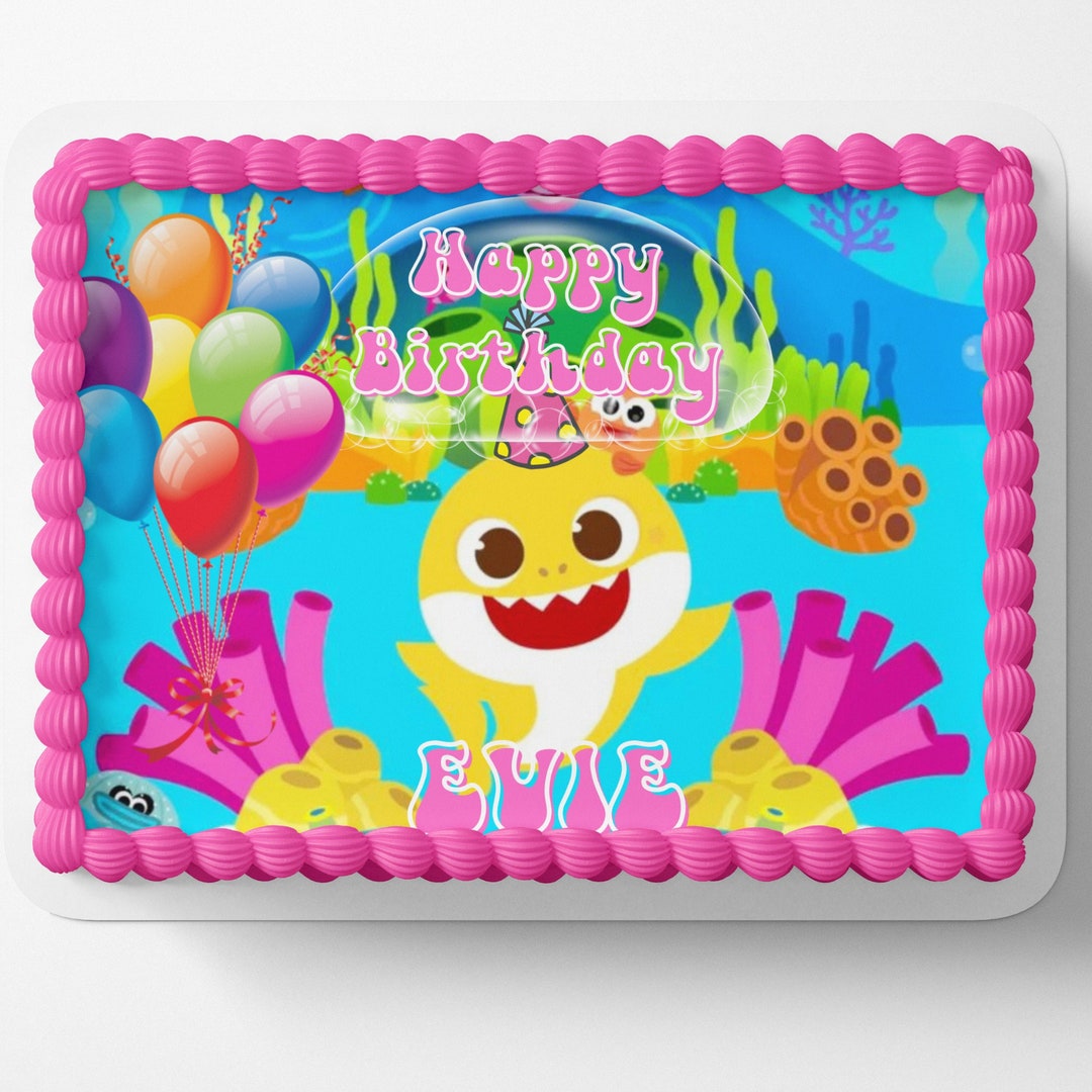 BABY SHARK CAKE Topper Edible Image Baby Shark Edible Image - Etsy