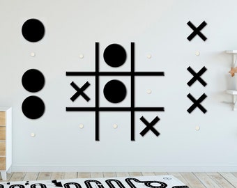 Tic-Tac-Toe Game Wall Art - Tic Tac Toe Playroom Kids Game - Games for Family Time - Noughts and Crosses Game - Board Game Baby Friendly