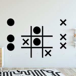 Tic-Tac-Toe Game Wall Art Tic Tac Toe Playroom Kids Game Games for Family Time Noughts and Crosses Game Board Game Baby Friendly image 1