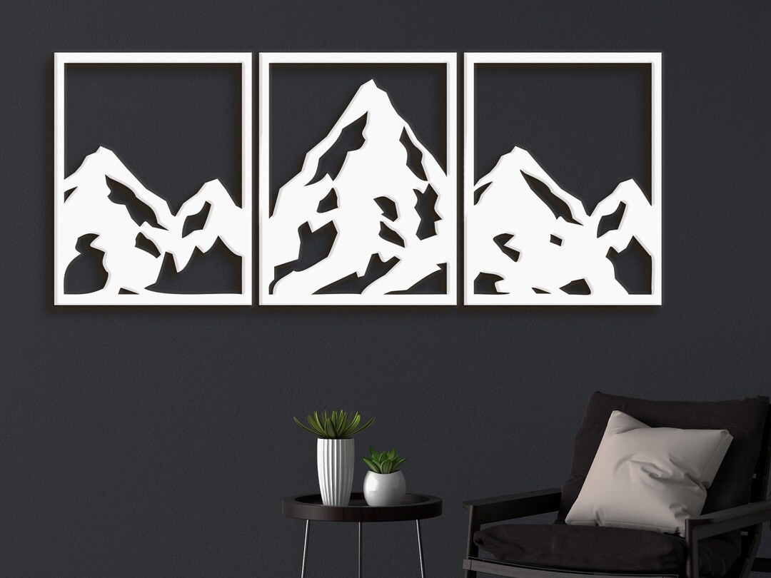 Large Mountain Wall Art 3 Piece Abstract Mountain Wall Decor Mountain