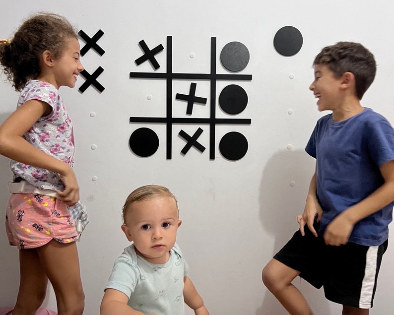 Tic-Tac-Toe Game Wall Art Tic Tac Toe Playroom Kids Game Games for Family Time Noughts and Crosses Game Board Game Baby Friendly image 2