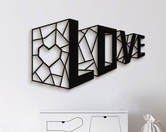 Love Wall Decor - Love Wall Art - Geometric Wall Art - Valentines Decor - Love Geometric Wall Art - Heart Sign Home Decor for Bedroom