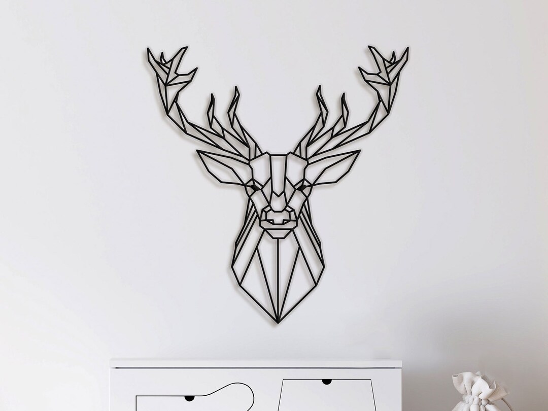 Deer Wall Art Mid Century Modern Art Geometric Wall Art Boho Decor