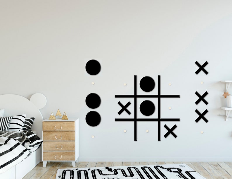 Tic-Tac-Toe Game Wall Art Tic Tac Toe Playroom Kids Game Games for Family Time Noughts and Crosses Game Board Game Baby Friendly image 1