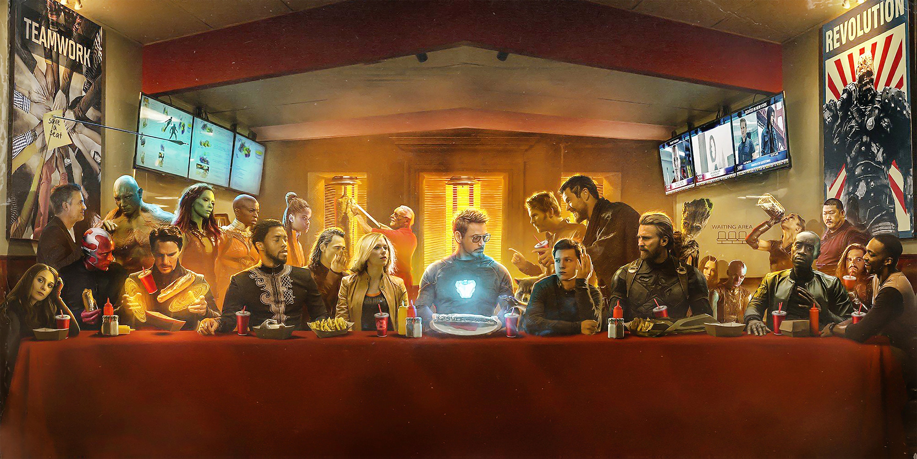 Marvel the Avengers Last Supper, End Games Heroes, Infinity War Poster
