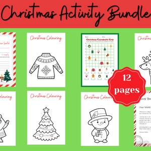 Actividades navideñas imprimibles, Paquete de actividades navideñas, Carta navideña de Papá Noel, Coloración navideña, Actividades navideñas imprimibles para niños