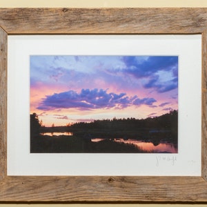 Framed 8.5x11 Print in Barnwood Frame - Blue Cloud at Sunset, Mt. Desert Island