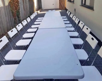 Plastic foldable chairs and tables for HIRE ONLY