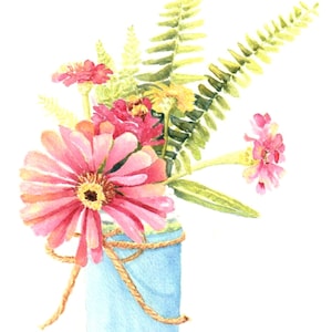 Watercolor Zinnias Fine Art Prints or Card Sets. Giclee Floral  Wall Art or Flower Note Cards Made from my Original Art