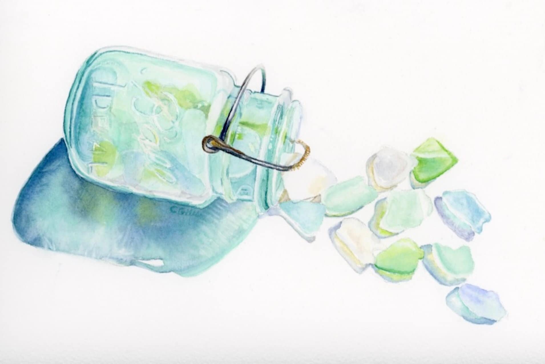 Liquid glass, Original painting on canvas, 20x20cm, Sea VI20