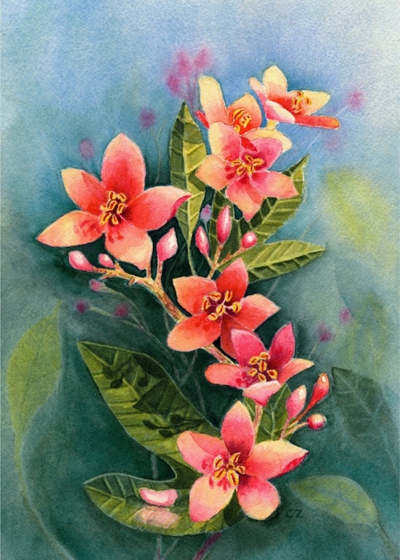 Wall Art Print, Flowers, watercolor painting