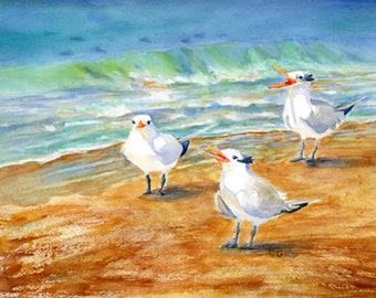 Watercolor Shore Birds on the Beach Giclee Prints Wall Art and Card Sets made from my Original Art.