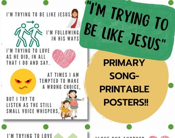 I'm Trying To Be Like Jesus Printable, Primary Music, LDS Primary Songs,Primary Song Printable, Children's Songbook, Primary Chorister