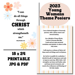 Young Womens Theme Posters, 2023 Youth Theme Posters, Young Womens, 2023 Youth Theme Resources