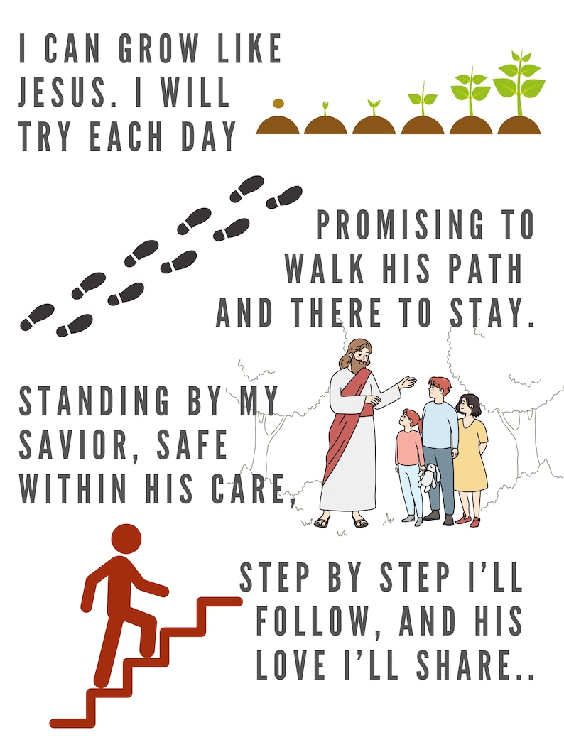 I Will Walk With Jesus Printable, Primary Music, LDS Primary Songs, New Primary Song Printable ...