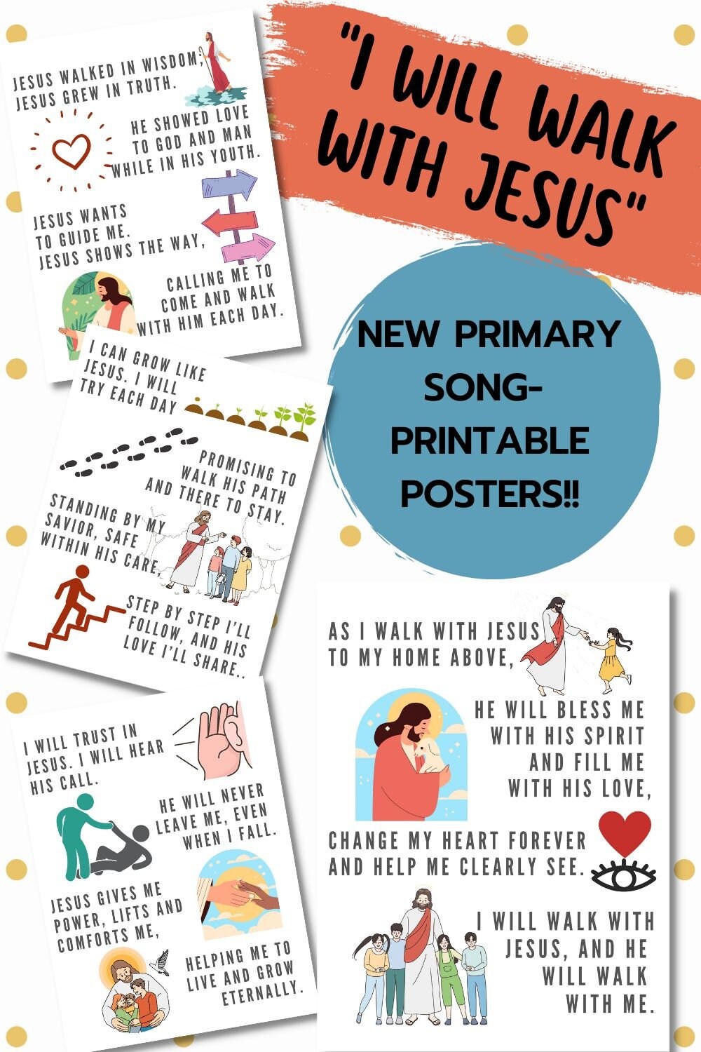 I Will Walk With Jesus Printable, Primary Music, LDS Primary Songs, New ...