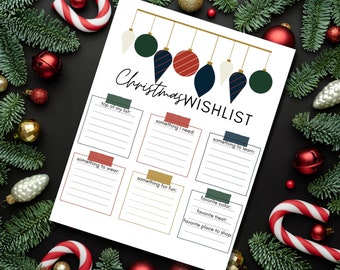 Christmas Wish List Printable- All Ages, Printable Kids Wish List, Letter to Santa, Christmas List, Modern Christmas List