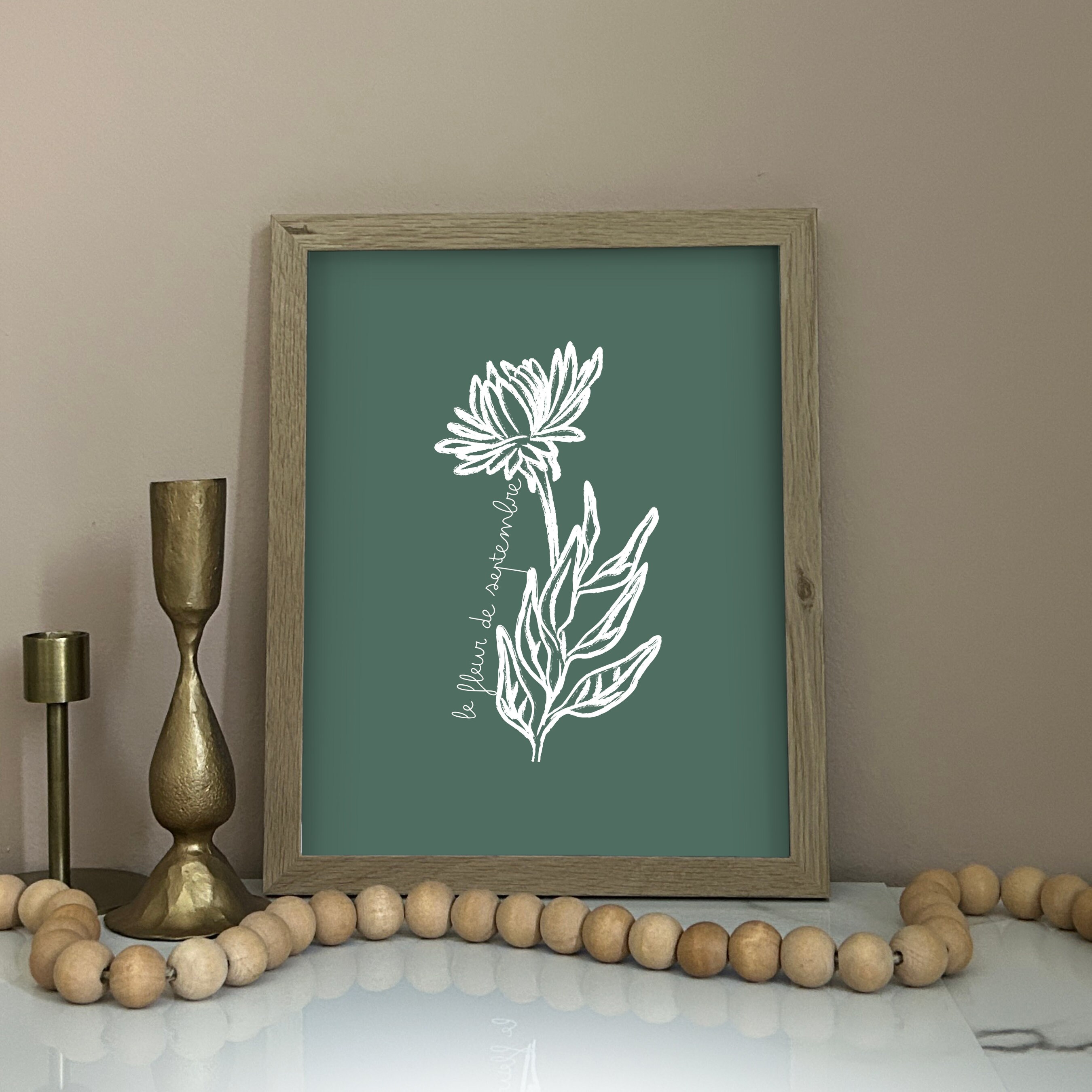 September Birth Month Flower Art Print Aster Line Art for Sep Birthday ...