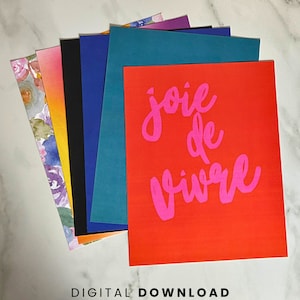 The Joy Of Life French Digital Download Art Print Handwritten Artwork Quote Print Modern Art Cursive Saying Artwork Joie De Vivre Artwork