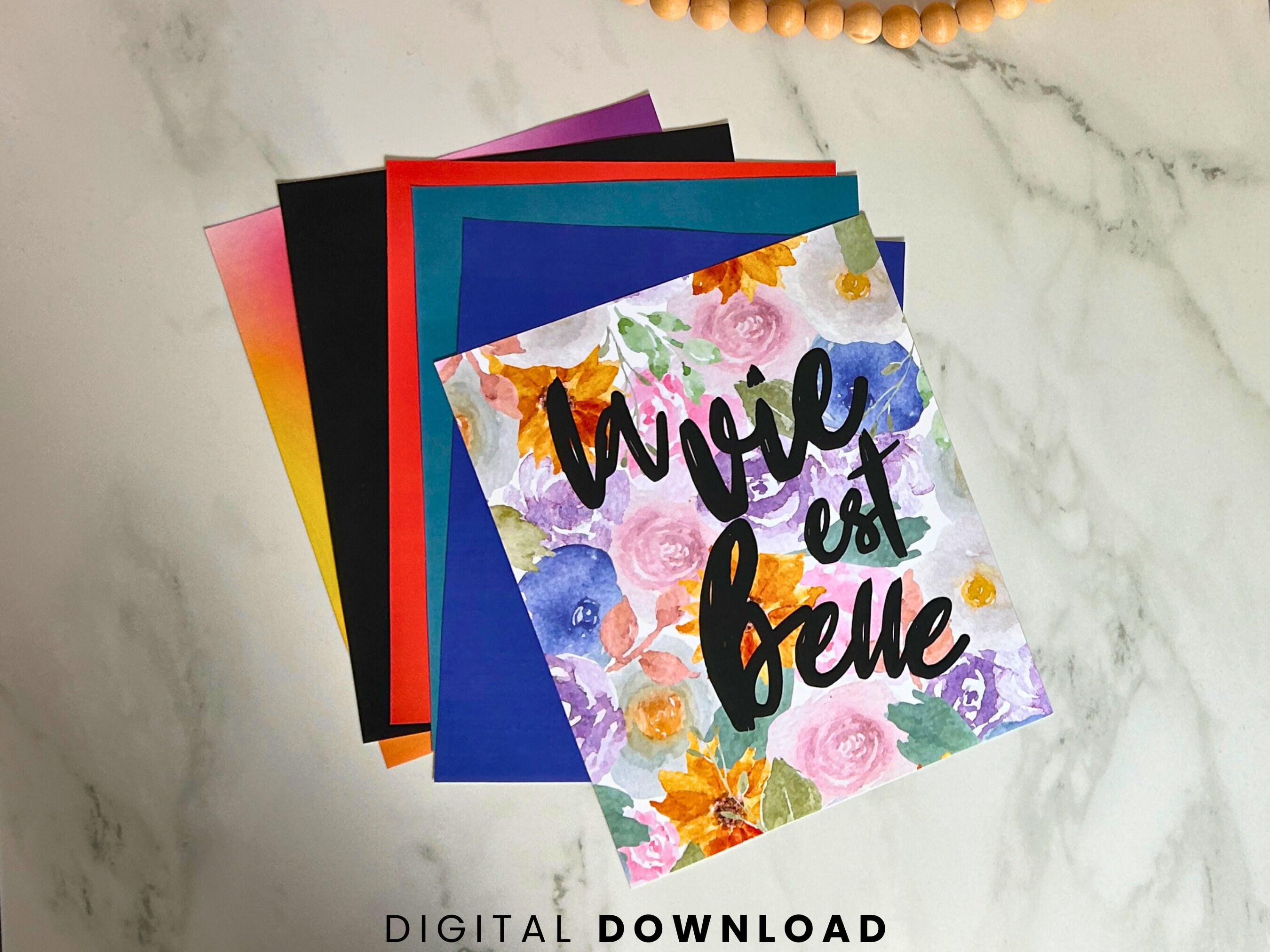 Life Is Beautiful French Art Digital Download Print Handwritten Artwork Quote Print Modern Art Cursive Saying Artwork La Vie Est Belle Art
