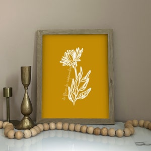 September Birth Month Flower Art Print Aster Line Art for Sep Birthday Floral Art Print Hand Sketch Flower Artwork French Floral Art Print