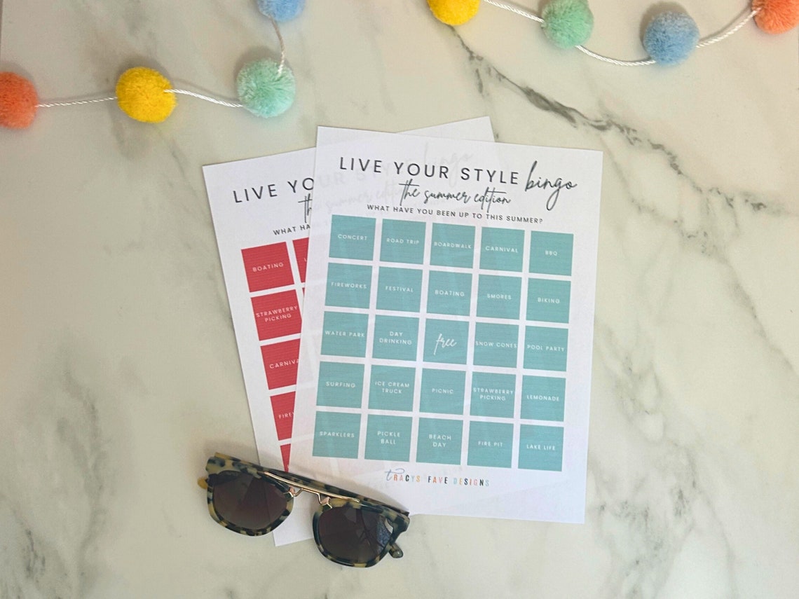 Digital Download Bingo Card Summer Game Download Bridal Shower Bingo ...
