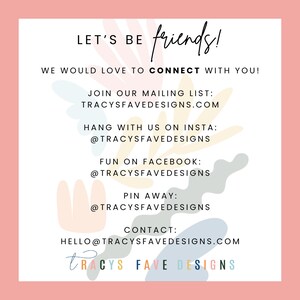 Puede incluir: Gr&aacute;fico cuadrado con borde rosa y fondo blanco. El texto incluye "LET'S BE friends!" y los identificadores de redes sociales para Instagram, Facebook y Pinterest. El dise&ntilde;o presenta formas abstractas en colores pastel y la direcci&oacute;n del sitio web.