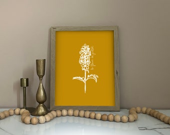 Mes de nacimiento de julio Impresión de arte floral LarkspurLine Art para cumpleaños de julio Impresión de arte floral Boceto a mano Arte floral Impresión de arte floral francés